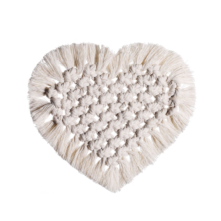 

Woven Tassel Cotton Rope Love Coaster Placemat Cotton and Linen Heat Insulation Pad Home Daily Decoration