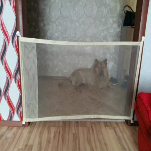 

Dog Pet Fences Portable Folding Safe Protection Safety Door Magic Gate For Dogs Cat Pet, Size:110cm x72cm(Beige)
