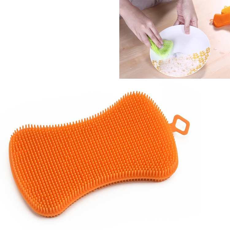 

5 PCS Kitchen Soap-shaped Silicone Dishwashing Brush Scouring Pad Cleaning Tool(Orange)