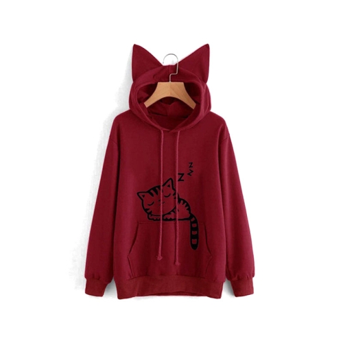 

Cute Fashion Outdoor Sports Women Hoodies Sportswear, Size:XL(Wine Red)