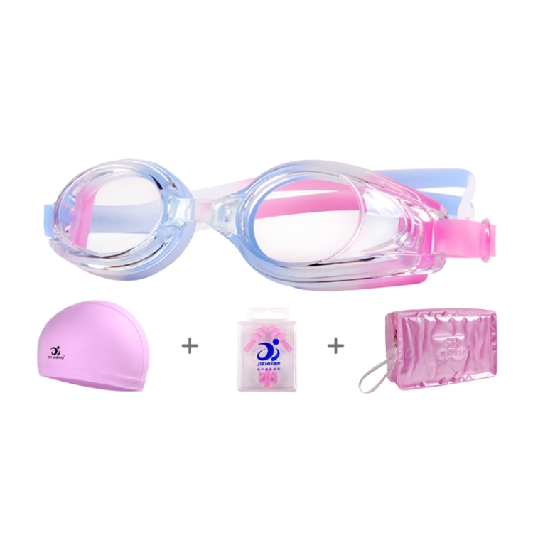 

JIEHU JH8102 4 in1 Women HD Transparent Anti-fog Waterproof Swimming Glasses Swimming Cap Set(Purple Color)