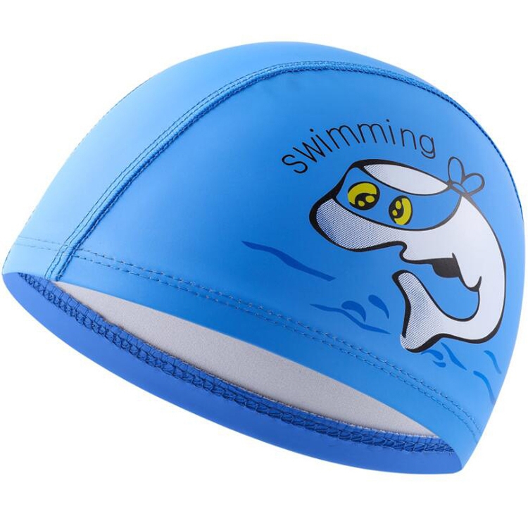 

Children Swimming Cap PU Printed Cute Dolphin Pattern Elastic Swimming Cap(Dark Blue)