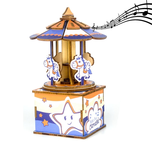 

Creative DIY Wooden Crafts Handmade Music Box, Style:Carousel