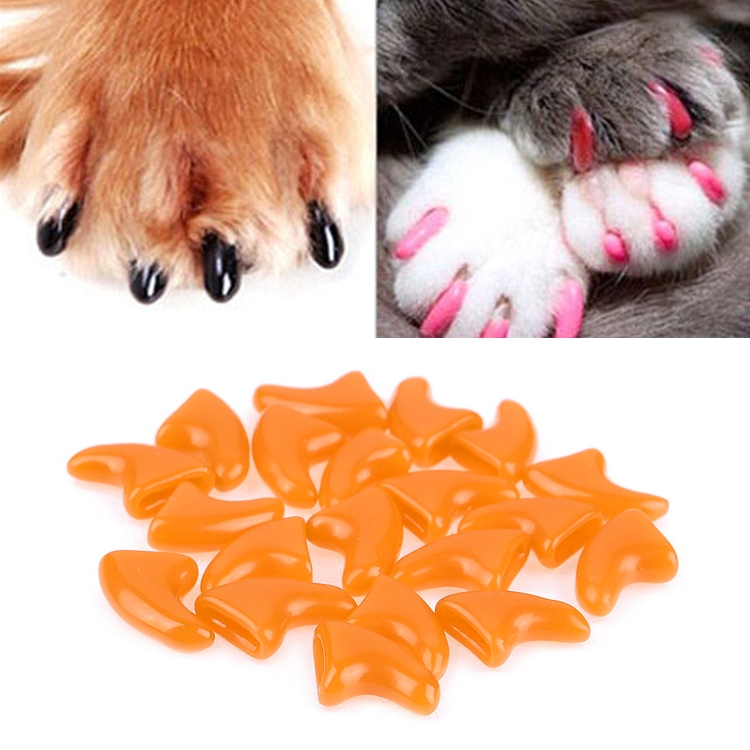 

20 PCS Silicone Soft Cat Nail Caps / Cat Paw Claw / Pet Nail Protector/Cat Nail Cover, Size:XS(Orange)