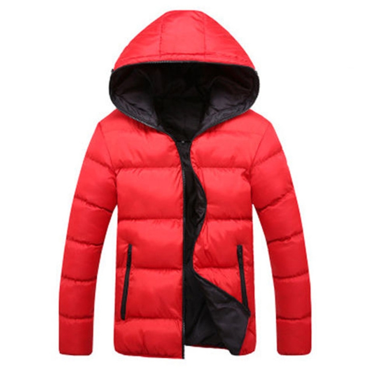 

Stylish Slim Men Hooded Cotton Coat, Size:L(Red + Black)(Red + Black)