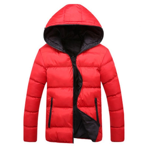 

Stylish Slim Men Hooded Cotton Coat, Size:XXXL(Red + Black)(Red + Black)