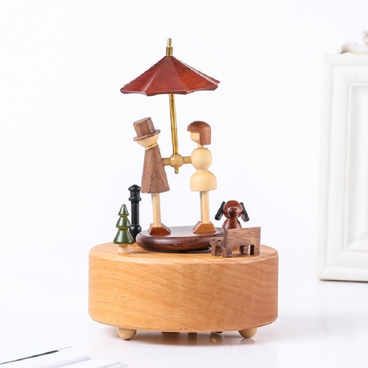 

Creative Wooden Carousel Children Crafts Music Box, Style:Little Red Umbrella