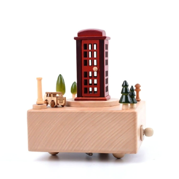 

Wooden Music Box Creative Holiday Gift Home Decoration, Style:Telephone Booth