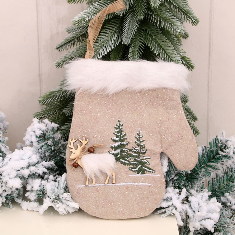 

Burlap Christmas Socks Gloves Gift Bag Christmas Tree Pendant(Gloves)
