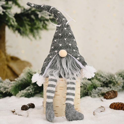 

4 PCS Christmas Decorations Christmas Tree Pendant With Lights For Forest Elderly Faceless Doll Pendant(Grey)