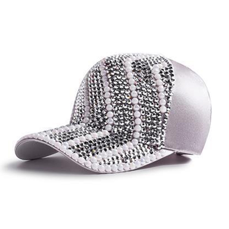 

Rhinestone Personality Cap Women Spring And Summer Baseball Cap All-Match Hat, Size:M（56-58cm）(Gray)