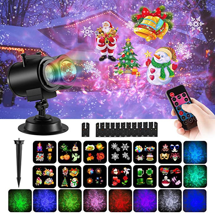 

12 Patterns 12W RGBW LED Double Tube Water Waves Lamp Christmas Projection Light(AU Plug)