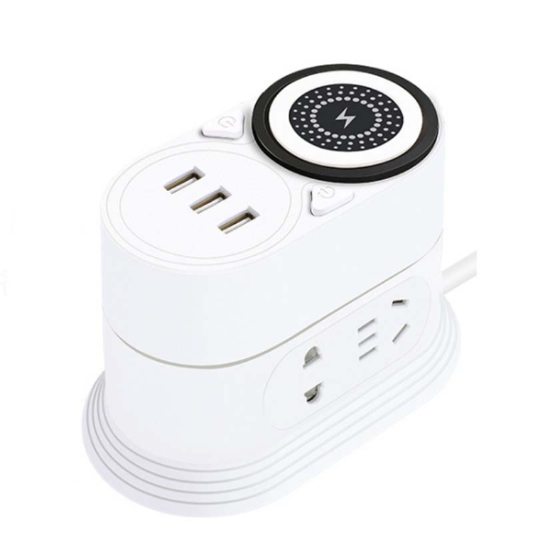 

Mobile Phone Wireless Charging Socket Creative Smart Usb Power Strip Multi-Function Desktop Vertical Power Strip, CN Plug, Specification: 5 Meters, Style:2 Layer(White)