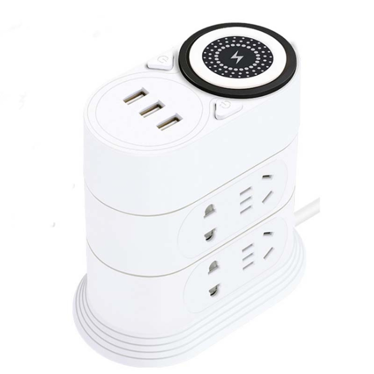

Mobile Phone Wireless Charging Socket Creative Smart Usb Power Strip Multi-Function Desktop Vertical Power Strip, CN Plug, Specification: 1.8 Meters, Style:3 Layer(White)