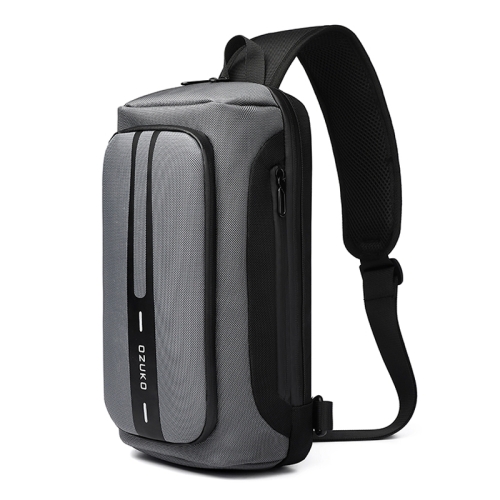 

Ozuko 9315 Outdoor Waterproof Men Business Chest Bag Anti-theft Shoulder Messenger Bag with External USB Charging Port(Dark Gray)