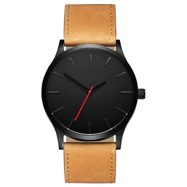

Men Simple Matte Leather Belt Quartz Watch(Brown)