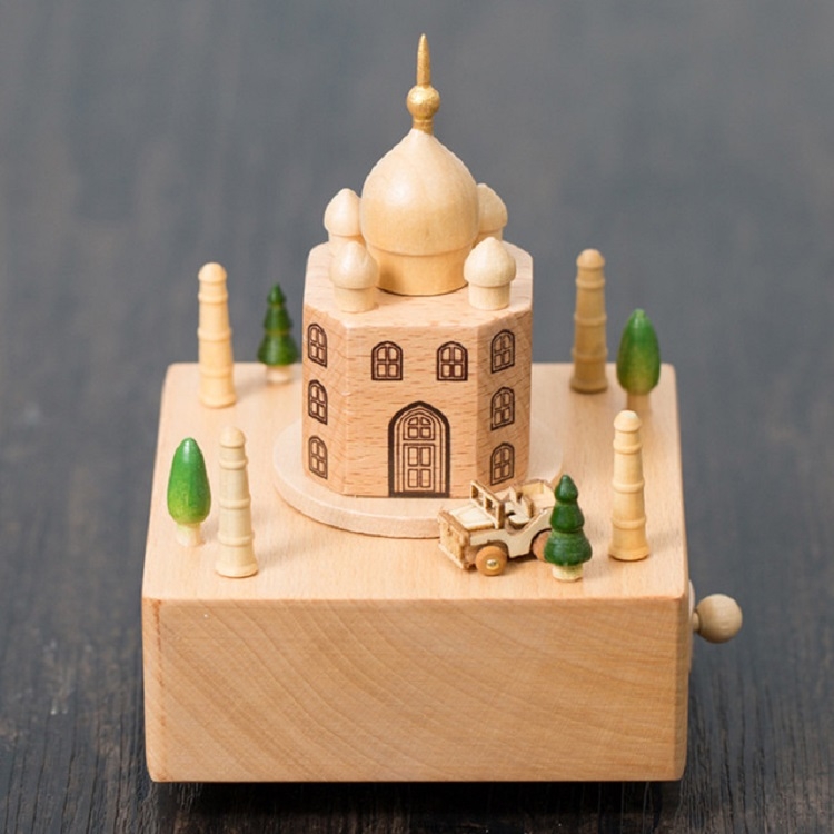 

Wooden Music Box Wooden Crafts Creative Gift Desktop Decoration, Style:Taj Mahal