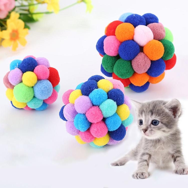 

3 PCS Colorful Handmade Bells Cat Bouncy Ball Pet Toy, Size:S