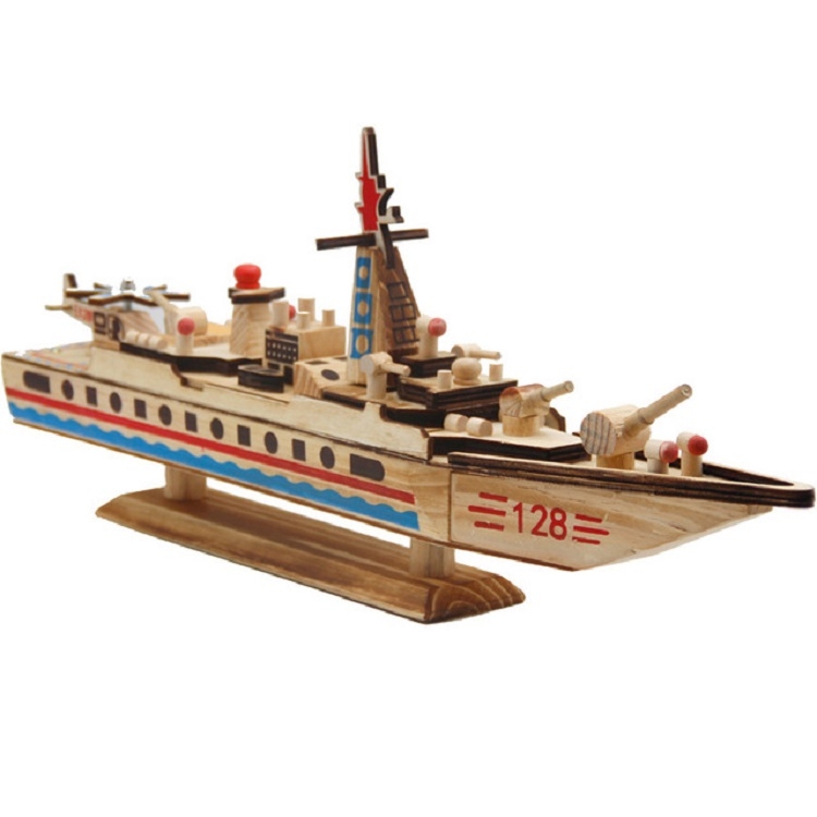 

Wooden Aircraft Carrier Frigate Wooden Ship Assembly Model Decoration Music Box