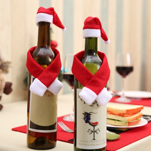 

20 Sets Christmas Housewares Non-Woven Scarf Hat Wine Bottle Decoration