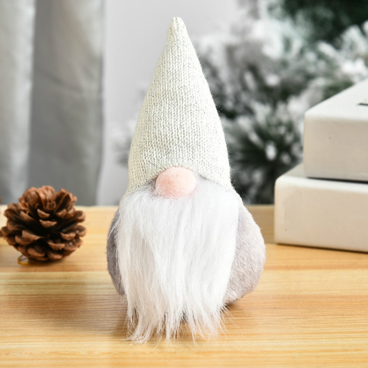 

4 PCS Santa Claus Standing Pose Doll White Beard Ornaments Christmas Window Faceless Doll Ornaments(White)