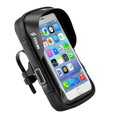 

CYCLING Bicycle Bag Handlebar Bag Waterproof Touch Screen Upper Tube Bag Saddle Bag, Size:5.8inch(Black)