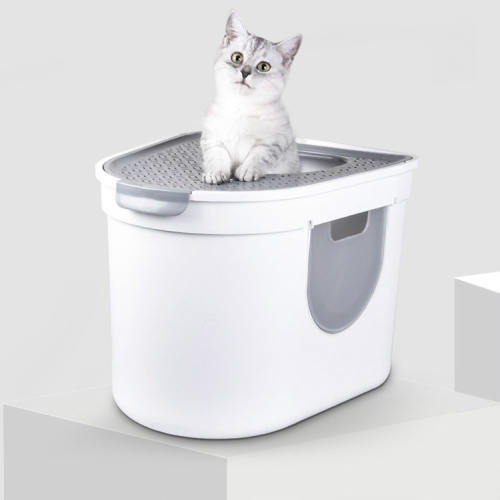 

Fully Enclosed Cat House Three-door Top Entry Cat Litter Basin