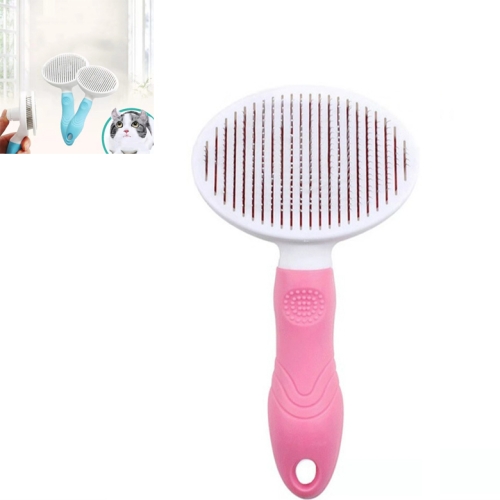 

Pet Cat and Dog Hair Removal Beauty Modeling Comb Automatic Hair Loss Self-cleaning Needle Comb(Pink)