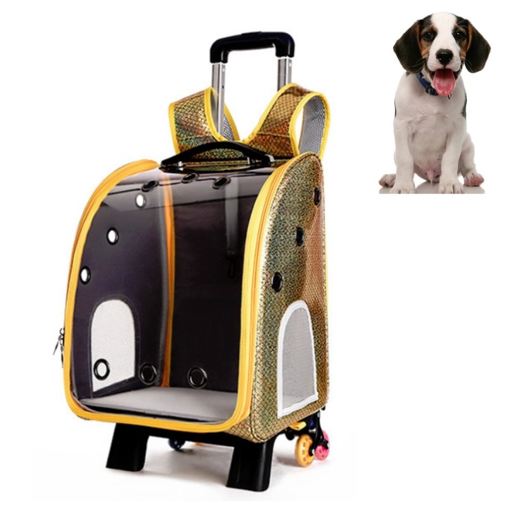 

Pet Portable Transparent and Breathable PU Bag, Specification: With Tie Rod(Yellow)