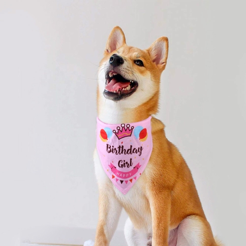 

4 PCS Pet Saliva Towel Dog Birthday Scarf(Pink)