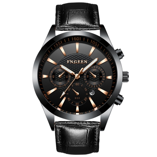 

FNGEEN 5012 Men's Waterproof Luminous Imitate Six-needle Design Watch(Black belt)