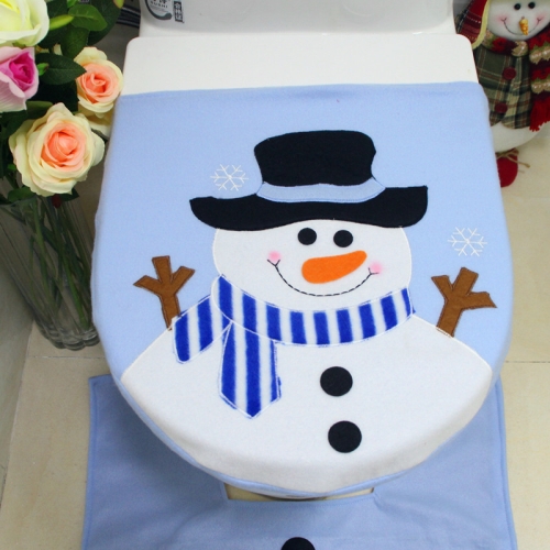 

3 PCS Christmas Decoration Cartoon Snowman Toilet Cover Home Decoration