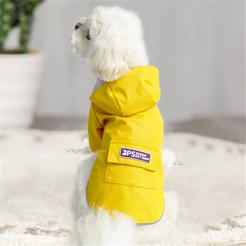 

Dog Raincoat Hooded Four-Legged Clothes Waterproof All-Inclusive Small Dog Pet Raincoat, Size: M(Yellow)