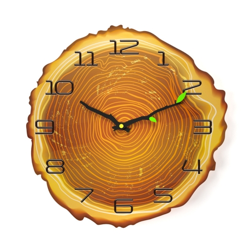 

12 Inches Novelty Living Room Wall Clock Annual Ring Quartz Clock Wood Grain Silent Clock, Style:MW013-12 Twelve Words(30x30 cm)