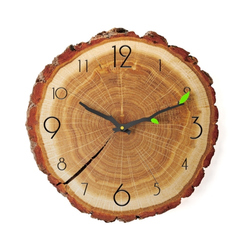 

12 Inches Novelty Living Room Wall Clock Annual Ring Quartz Clock Wood Grain Silent Clock, Style:MW020-12 Twelve Words(30x30 cm)