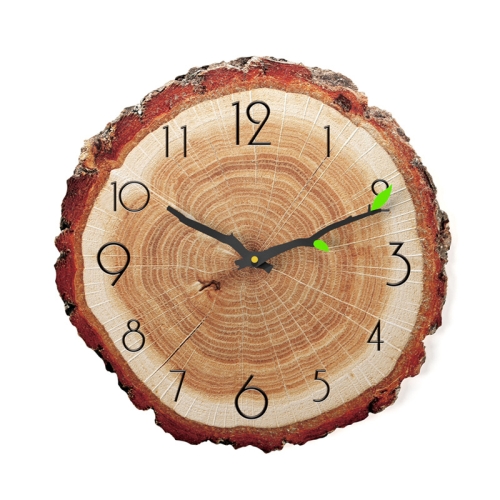 

12 Inches Novelty Living Room Wall Clock Annual Ring Quartz Clock Wood Grain Silent Clock, Style:MW021-12 Twelve Words(30x30 cm)