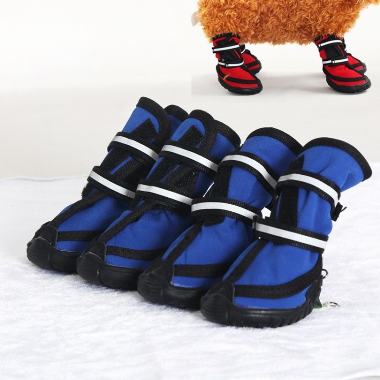 

Large Dog Shoes Double Strap Non-slip Waterproof Dog Rain Boots, Size:M(Blue)