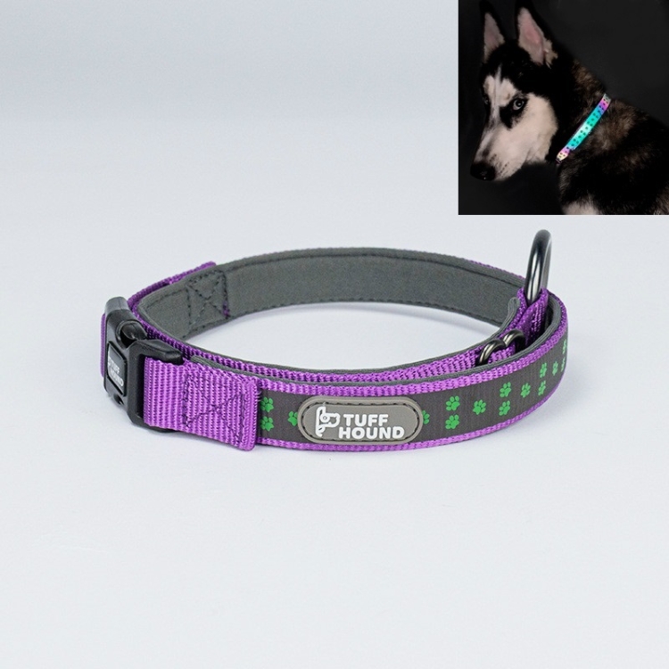 

TUFFHOUND Pet Dog Leash Night Reflective Collar, Size:S 28-40cm(Purple)