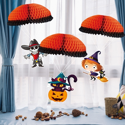 

3 PCS / Set Halloween Party Decoration Supplies Pumpkin Man Skull Witch Parachute Pendant