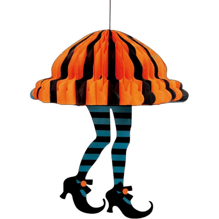 

5 PCS Halloween Hotel Shopping Mall Venue Decoration Ornaments Long-Legged High-Heeled Honeycomb Ball Pendant(Orange)