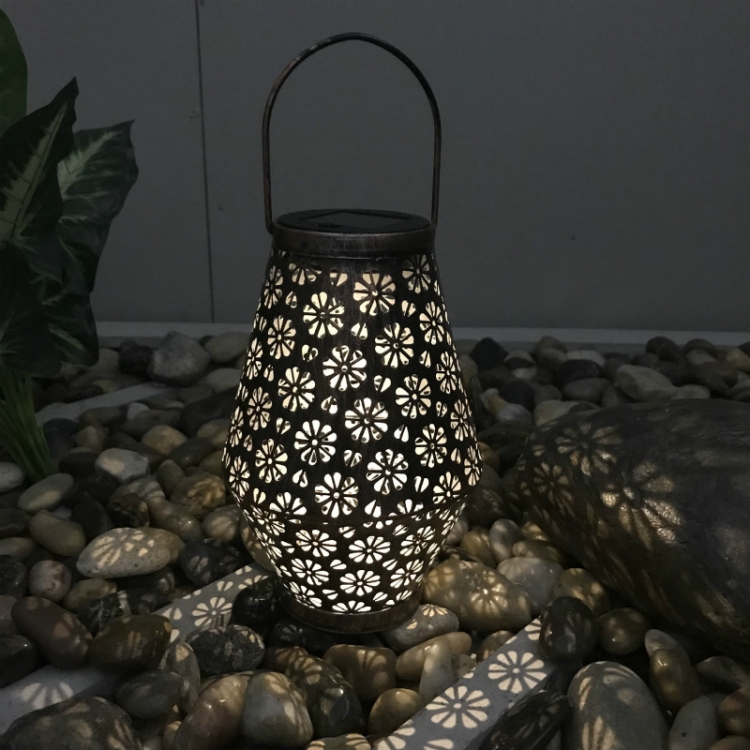 

Outdoor Solar Wrought Iron Lantern Garden Decoration Light LED Pendant Lamp