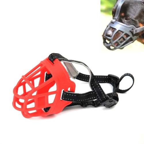 

Mesh Breathable Silicone Anti-bite and Anti-call Pet Muzzle, Specification: Number 1(Red)