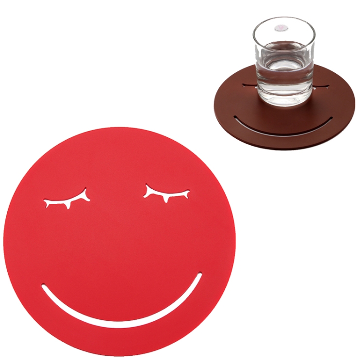 

3 PCS Smile Face Expression Shape Food Grade Silicone Placemat Household Insulation Pad Cartoon Expression Non-Slip Table Mat Microwave Heating Pad(Red)
