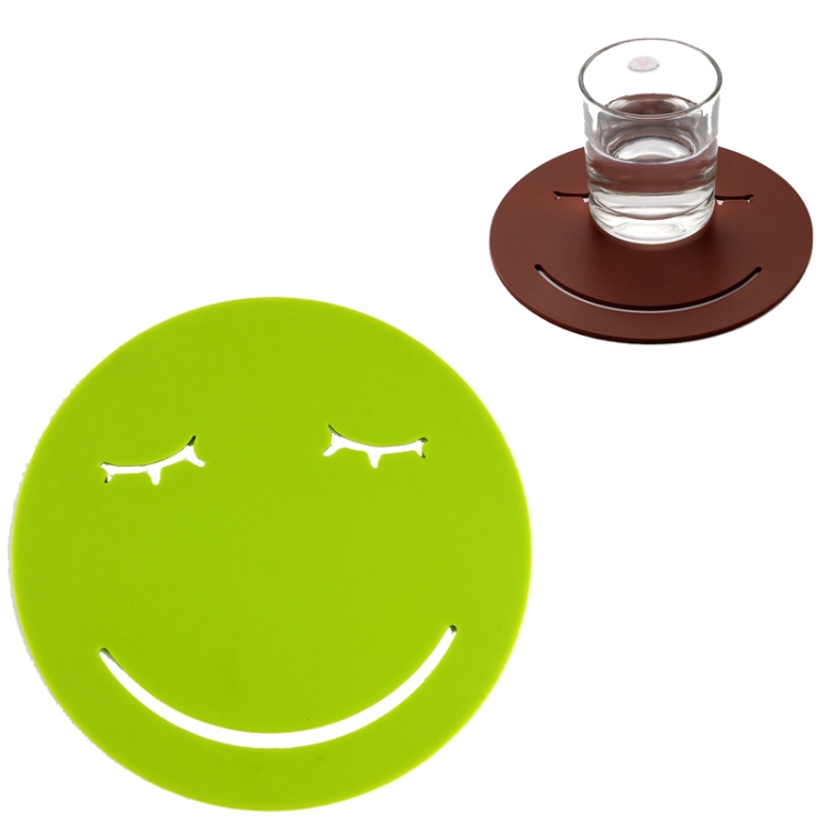 

3 PCS Smile Face Expression Shape Food Grade Silicone Placemat Household Insulation Pad Cartoon Expression Non-Slip Table Mat Microwave Heating Pad(Green)