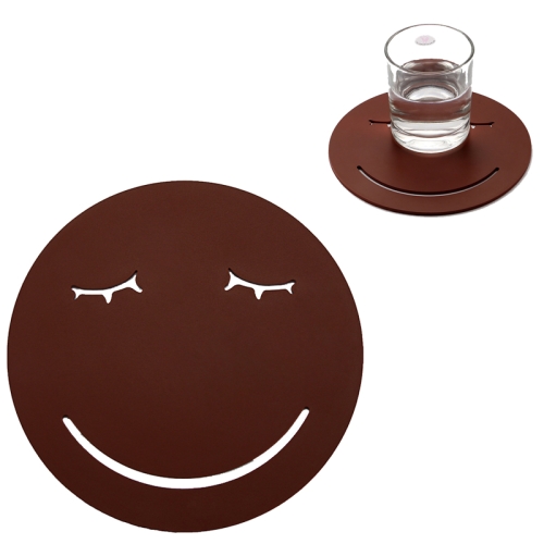 

3 PCS Smile Face Expression Shape Food Grade Silicone Placemat Household Insulation Pad Cartoon Expression Non-Slip Table Mat Microwave Heating Pad(Brown)