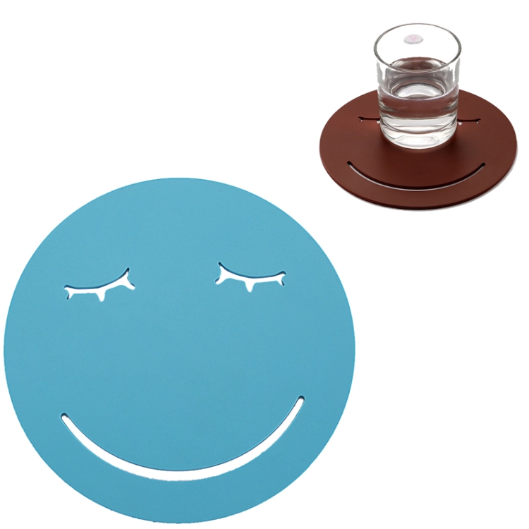 

3 PCS Smile Face Expression Shape Food Grade Silicone Placemat Household Insulation Pad Cartoon Expression Non-Slip Table Mat Microwave Heating Pad(Light Blue)