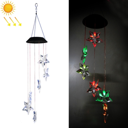 

Outdoor Solar Wind Chime Lamp Courtyard Garden Decoration Led Landscape Lamp Ornaments, Style:Pentagram