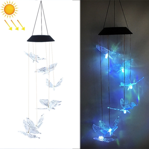

Outdoor Solar Wind Chime Lamp Courtyard Garden Decoration Led Landscape Lamp Ornaments, Style:Transparent Butterfly