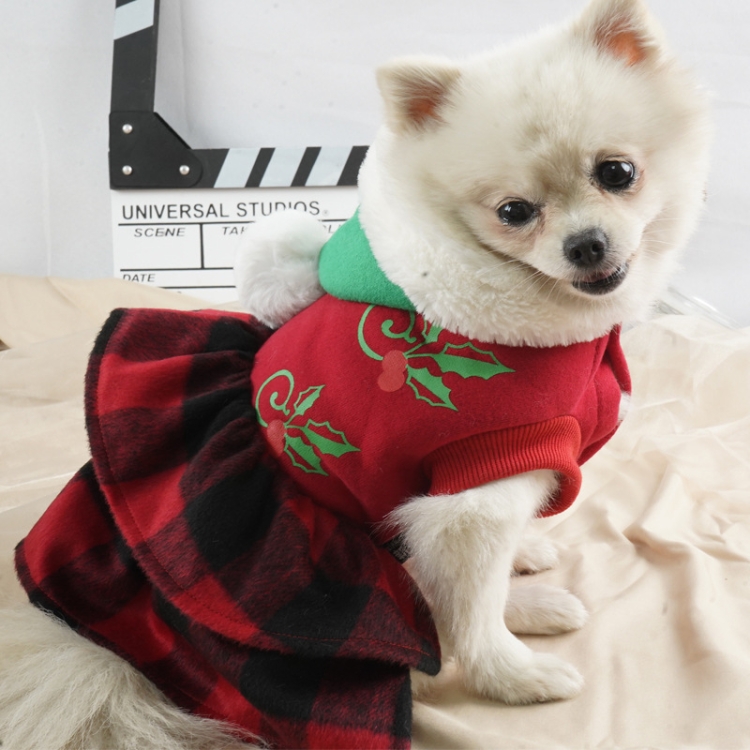 

Christmas Dog Cat Dress Plaid Two-Legged Princess Dress, Size: XXL