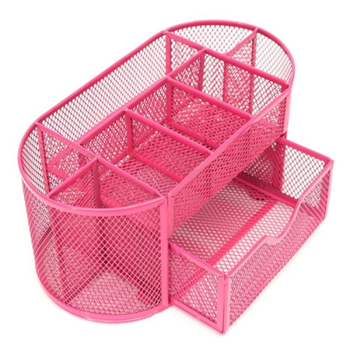 

Desk Organizer 9 Grids Metal Mesh Office Pen Pencil Holder(Red)